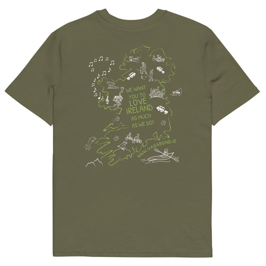 100% Organic Cotton VagaMap Tee - Khaki Green